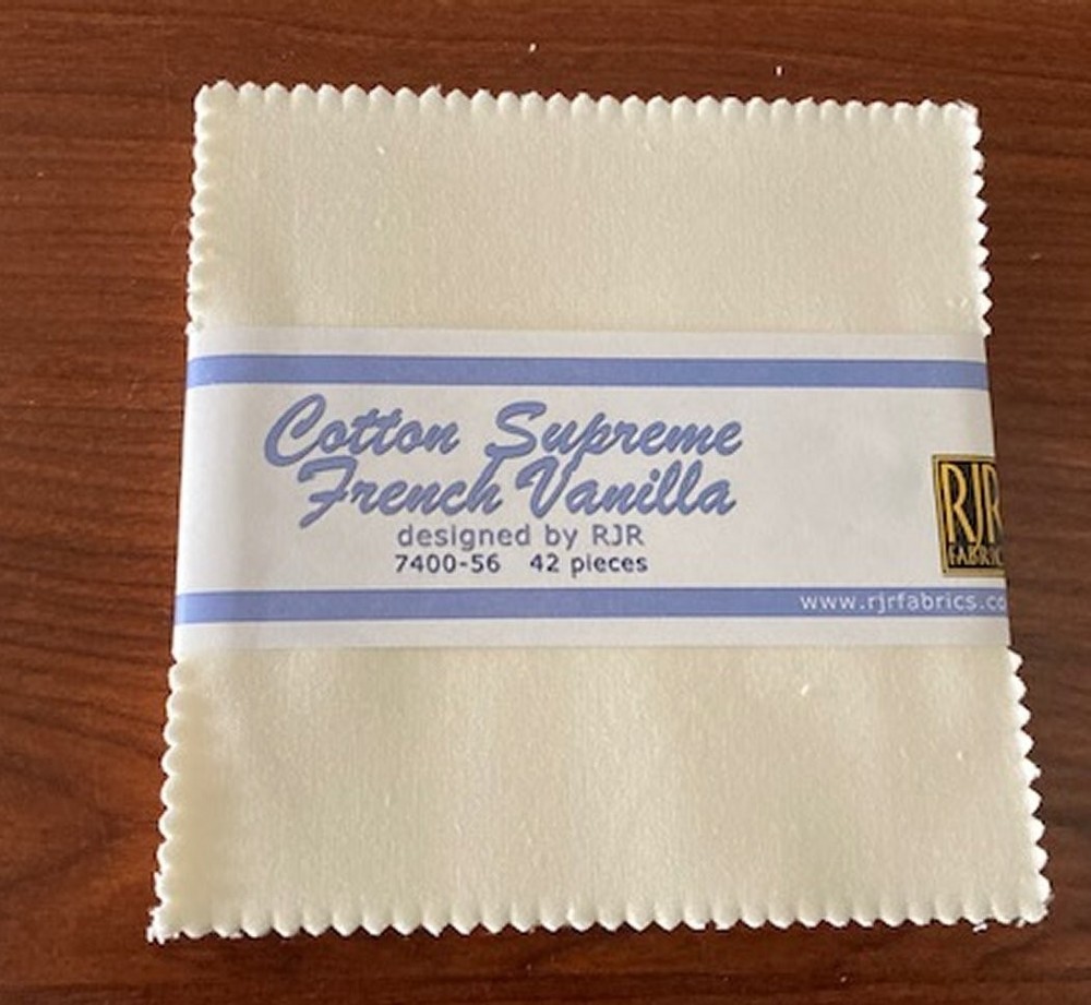 5″ Squares – Cotton Supreme French Vanilla by RJR, (42) 5″x5″ pieces, #7400-56