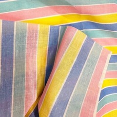 1 Yard Vintage 80s Pastel Striped Woven Fabric Wamsutta fabric
