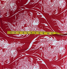 Riley Blake Designs Year of The Ninja Red Chinese Dragon Fabric 1 3/4 YD x 42