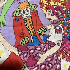 RARE! VTG Elinor Peace Bailey Print fabric Unique Dolls Clowns Ladies