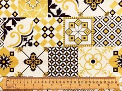 Fabrics by the meter and tablecloths | Tile motifs | Made in Italy | 100% Cotton