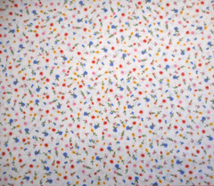 Quilt Fabric By The Half-Yard Sm Yellow Blue Pink Floral Calico on White Cotton