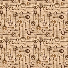 Lumin/White Owl – Dark Academia – Keys – Tan, Fabric BTY