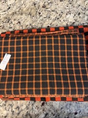 Orange And Black Fabric Plaids And Lines 8 Different Pieces