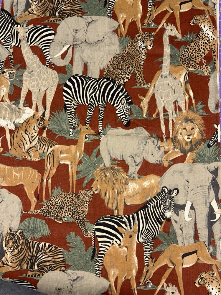 Vintage Concord Fabrics Safari Jungle Animals 44”X29 (C3)