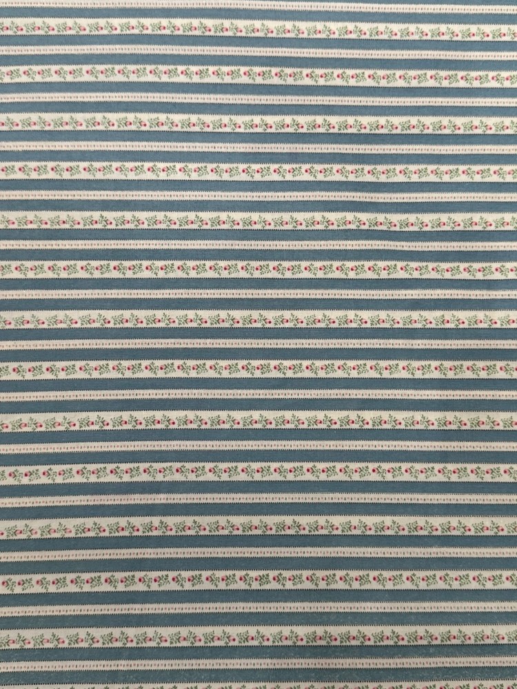 1990 Vintage Tiny Pink Rosebuds Fabric Traditions Blue Floral Cotton 2 yards
