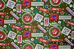 UNITED STATES MILITARY SERVICES ON ARMY GREEN – COTTON FABRIC
