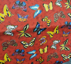 Patty Reed Designs Red Butterfly Sparkly Sewing Fabric 2011 Crafts 161 x 44 in
