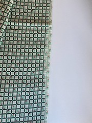 NTT FABRIC 1989~Tiny Rose Bud Blocks~SMALL SQUARES~Green Red Cream~SINGLE STEM~