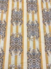Indian Hand-Block Tiger Cotton Fabric 2.5 Yard Running Craft Fabric Print_1512