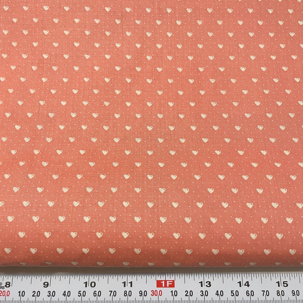 Vintage Hearts & Pin Dots Unbranded Cotton Blend Fabric by the Half Yard 18×45