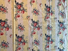 Floral Stripe Fabric 97” X 61” Yellow Cream Stripe Roses Flowers Defect Read