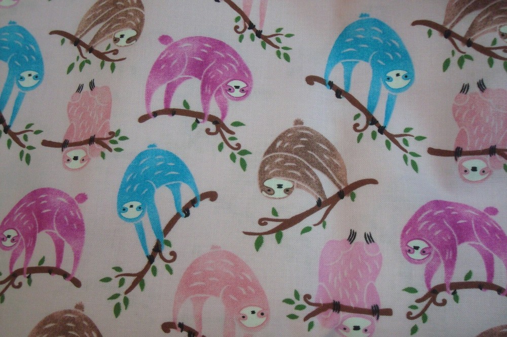 One yd Timeless Treasures SoHo Fabric Fun Sloth Pink Quilt Craft 44″ x 36″ BTY
