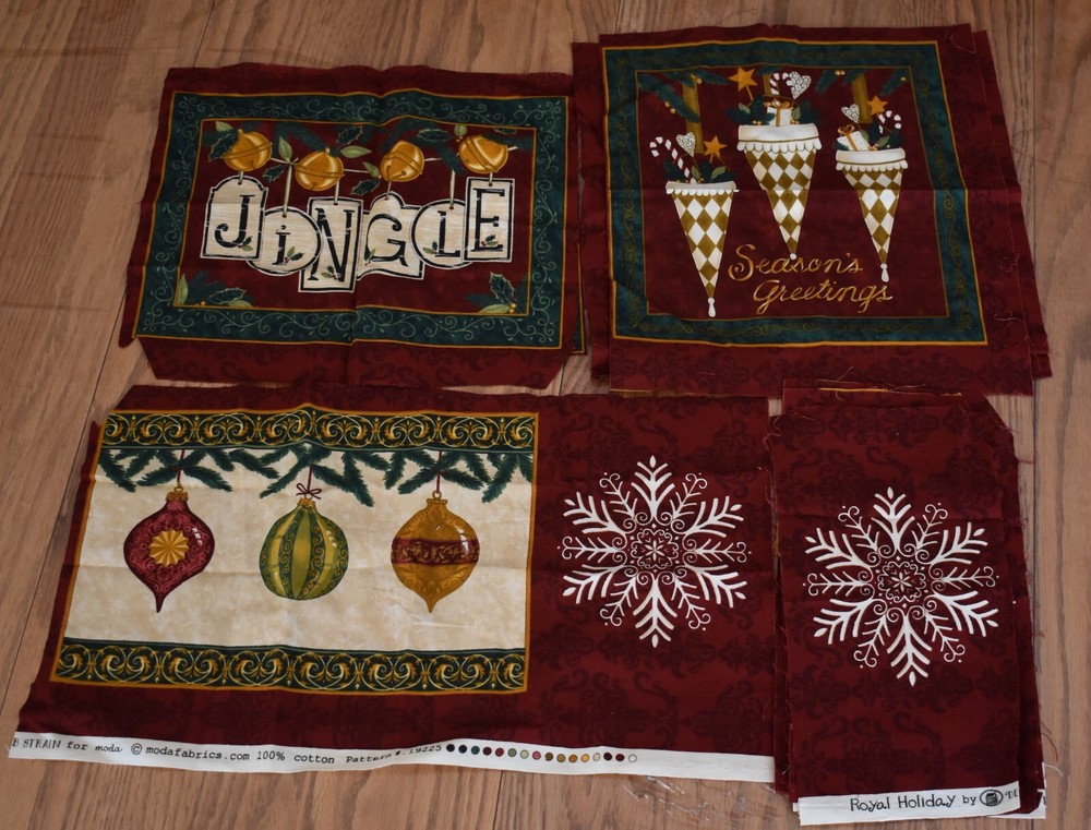 ROYAL HOLIDAY deb strain MODA snowflakes CHRISTMAS ORNAMENTS burgundy PIECES