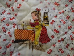 VTG Holly Hobbie Fabric American Greetings Red White Yellow 6 yds x 42 in