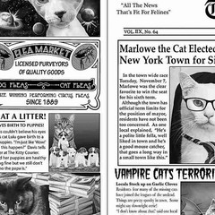 BTHY Black White Cats Newspaper Prints Cotton Fabric By The Half Yard