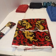 11 Piece Fabric Lot Mixed Sizes And Prints Dragon Design Flowers Fine China Wow!