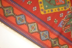 3 yds Stroheim Romann Fabric Linen Moroccan print Maras Red Pillows 54″ x 115″