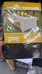 Fitted Table Cloth Spandex 6ft Rectangle Black White Hemmed Edges