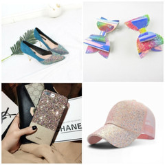 20x30cm Glitter Synthetic Leather Sequin Fabric Sheet for Bow Handmade Bag Craft