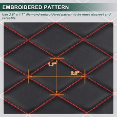 Quilted Leather Fabric w/ Foam Waterproof Car Headliner Upholstery Black Red