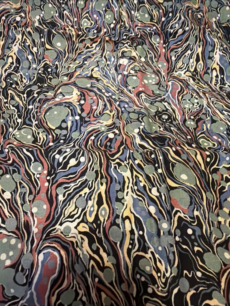 1/2 yard Benartex Int’l Collection Marbled Fabric Multicolor green blue pink