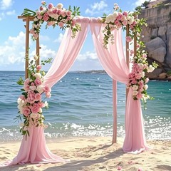 Pink Wedding Arch Chiffon Draping Fabric Sheer Curtain Backdrop 29 In x 20 Ft