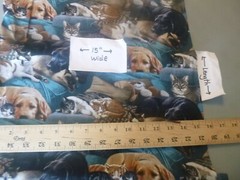 Real Dogs & Cats Resting Together Cotton Fabric -15 INCHES WIDE & 36 INCHES LONG