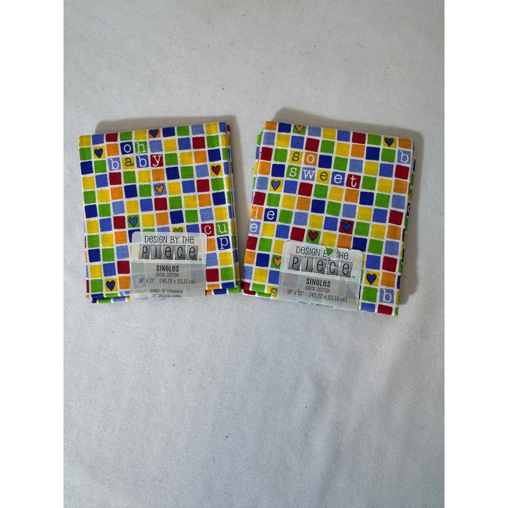 Design by the Piece Cotton Fabric Fat Quarter Multcolor Heart Square Print 18×21