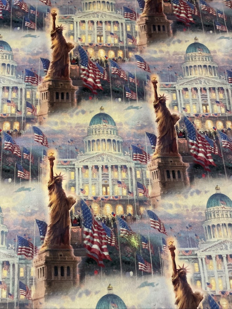 Thomas Kinkade Capitol American Flag Statue Of Liberty Fat Eight 9”x21” New
