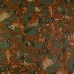 Fern Green & Ochre Brown Leaf Watercolor, A Benartex Fossil Fern, Per 1/2 Yd
