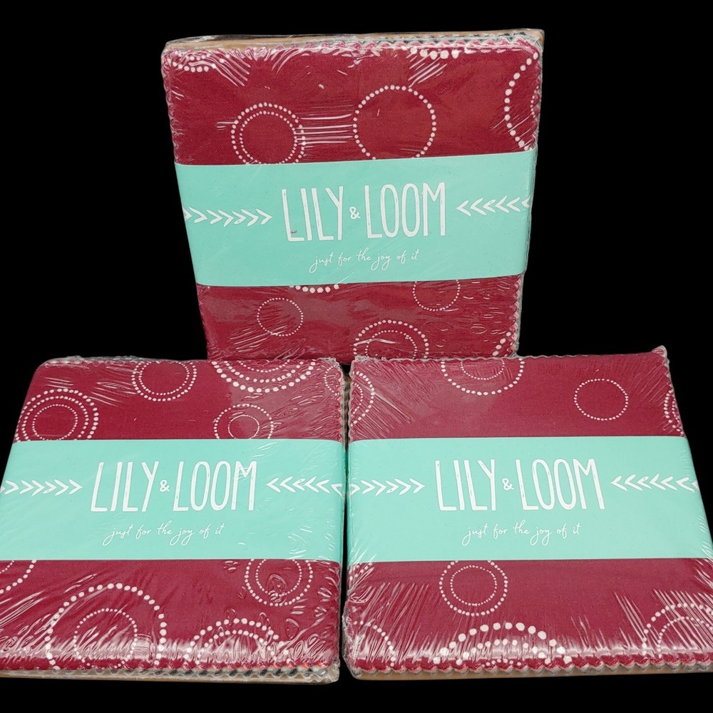 Lily & Loom Charm Square Pack – 5×5 – Modern Hand Drawn Fabric Lot of 3 New!