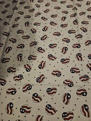 BTHY WHITE W RED WHITE BLUE FLAG HEARTS PATRIOTIC COTTON FABRIC 43 X 70 JULY 4TH
