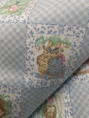 80’s Blue Beatrix Potter 3 Yards cotton fabric Vintage 108” X 44”