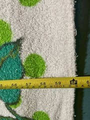 Vintage Mod Flower Power Terry Cloth Fabric Tablecloth Sunflower Polka Dot Retro