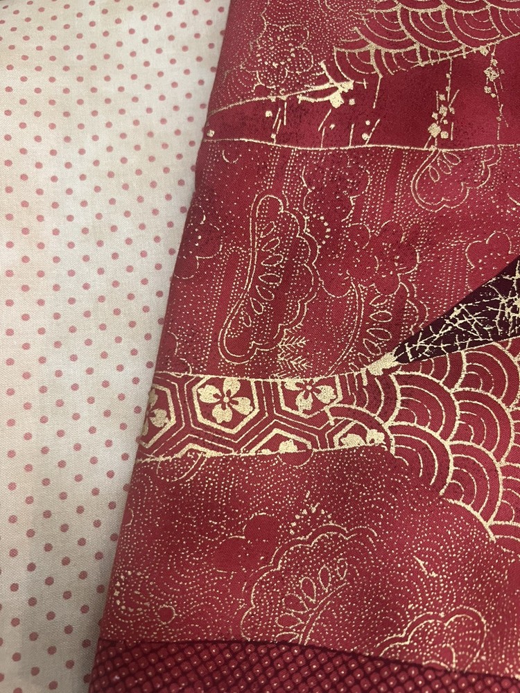 3 yards x 44″. Hoffman & Moda Fabrics.