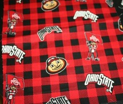 Ohio State Fabric 1 YARD Cotton Material Plaid Football Logo 42″ wide -=