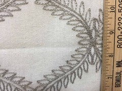 Fabric Beige Linen Leaf Leaves Diamond Stripe Plant Tan Embroidered 58″ Long