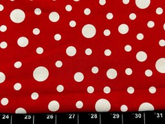 Tina Scrap Fabric Circle 9″x21″ Polka dots Valentines Cotton Red White Circle