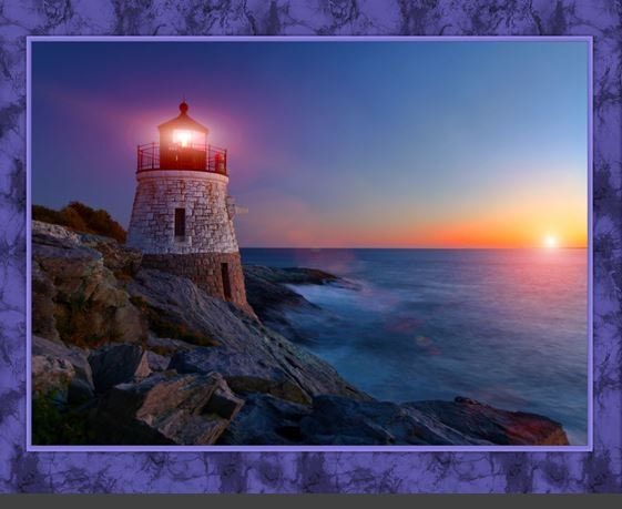 LIGHTHOUSE SUNSET – Seascape Landscape – Fabric Quilt Panel – 100% Cotton Fabric