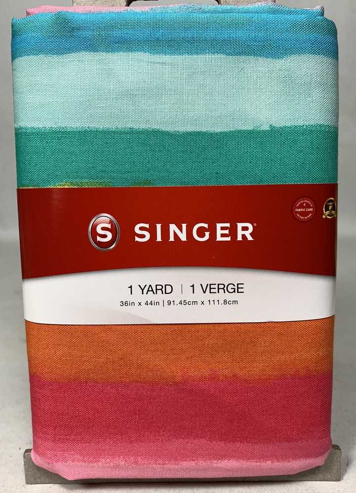 Rainbow Stripes Pattern Fabric 100% Cotton Singer 1 Yd Quilting Sewing New