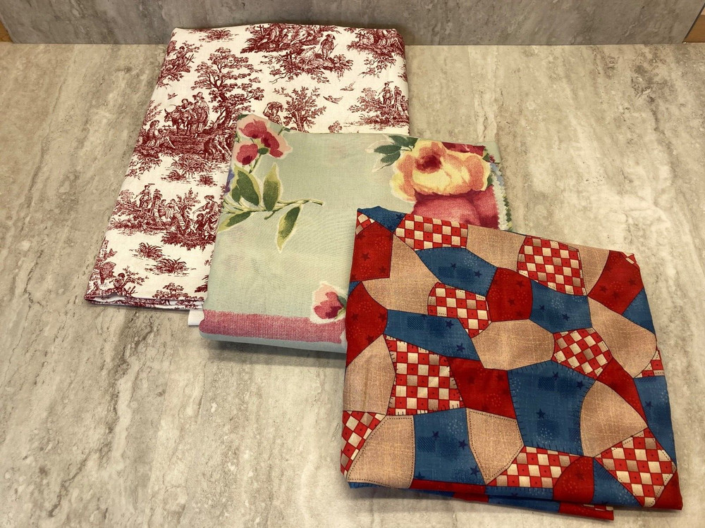 Fabric – 3 Different Patterns – 1 yard or more each – Great for crafts/Sewing