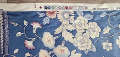 Stanley King Studio Large Floral Basket Blue Red Chintz Fabric BTY x 54″L