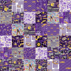Official Licensed Louisiana State University Cheater Quilt Printed Cotton Fabric