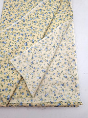 VTG Fabric Cotton Quilting 57×45″ Joan Kessler Mini Blue Floral on Pastel Yellow