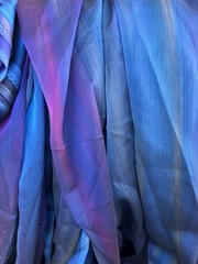 Multi color of Blue & Purple on soft chiffon Fabric By the Yard 46″ wide