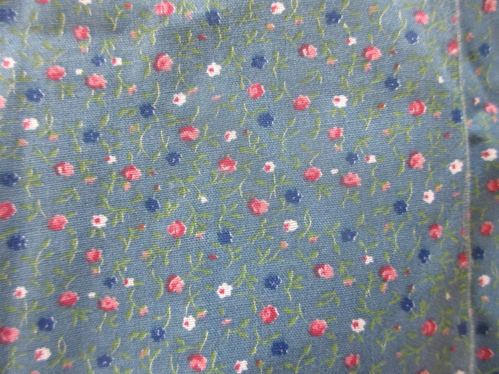 Vintage Cranston Print Works Teal Calico Small Floral Cotton Fabric 1 yd + 33″