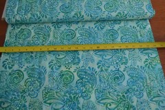 By 1/2 Yd, Turquoise & Blue Paisley Batik, Indonesia, Hoffman, Hand-Painted,B521