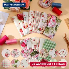 42Pcs Pink Charm Packs for Quilting, 100% Cotton Fabric Squares 5 x 5Inch Pre-Cu