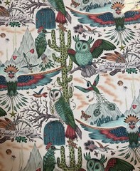 Clarke And Clarke Emma J Shipley Fabric Frontier Fabric Green 1 7/8 Yards